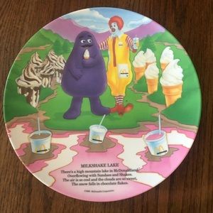 McDonald's Ronald McDonald Grimace Milkshake Lake Plate 1989 Plastic